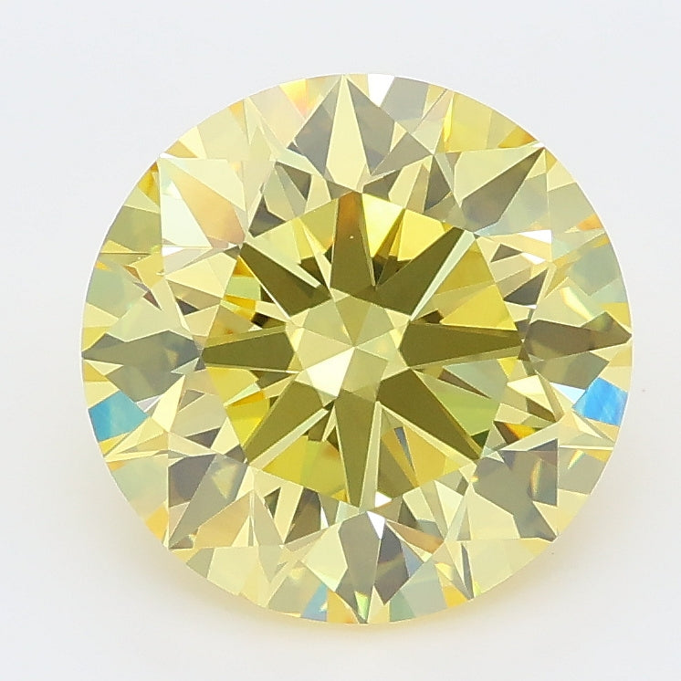 3.58 carat fancy intense yellow round lab grown diamond VVS2 clarity