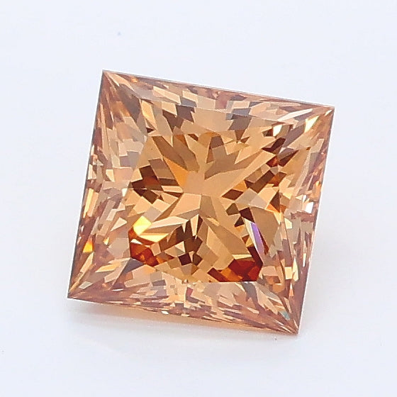 0.97 carat fancy yellowish brown princess lab grown diamond VVS2 clarity