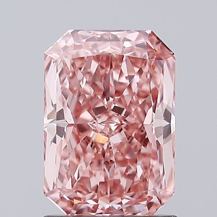 1.50 carat fancy vivid brownish pink radiant lab grown diamond VVS2 clarity