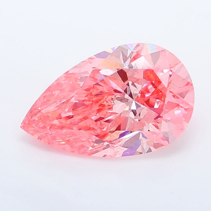 2.01 carat fancy vivid pink pear lab grown diamond SI1 clarity