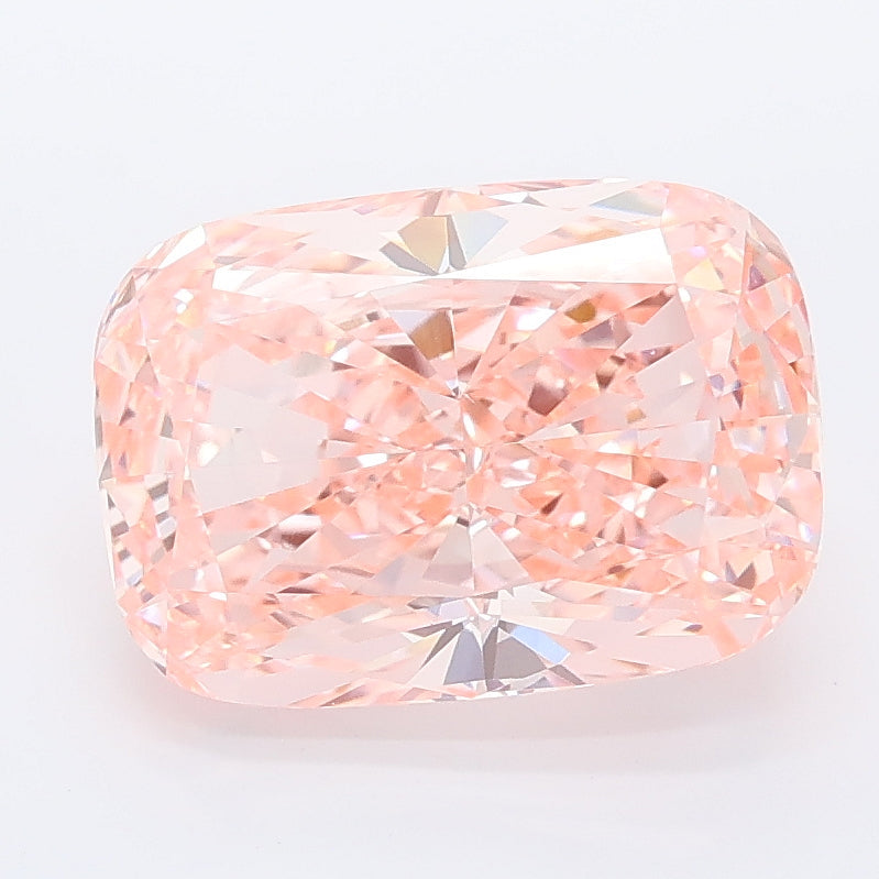 3.51 carat fancy vivid pink cushion lab grown diamond VVS2 clarity