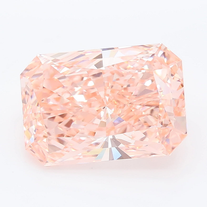 3.73 carat fancy vivid pink radiant lab grown diamond VVS2 clarity