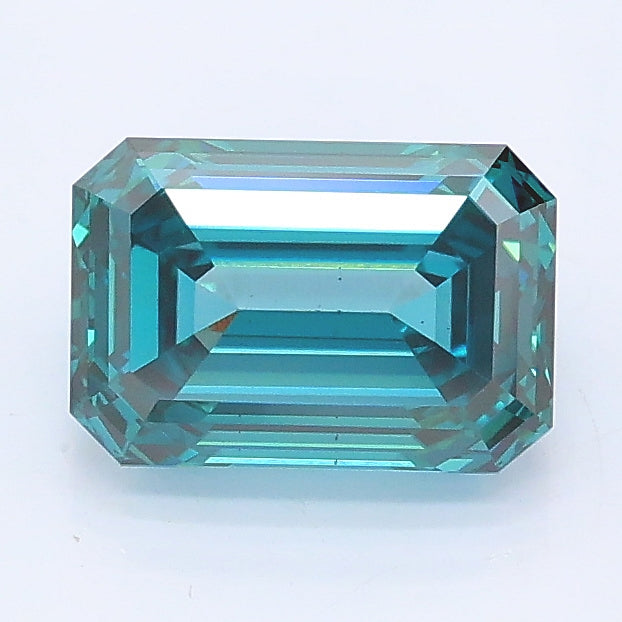 1.49 carat fancy vivid greenish blue emerald lab grown diamond VS2 clarity