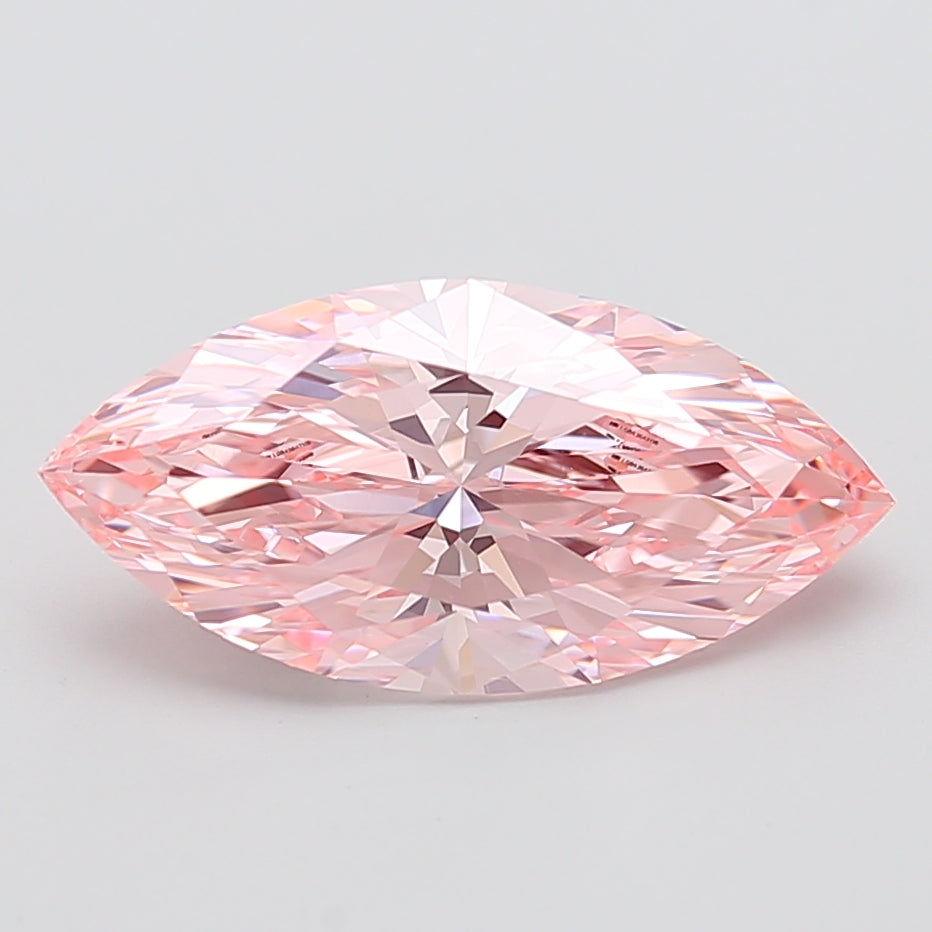 5.02 carat fancy vivid pink marquise lab grown diamond VS1 clarity