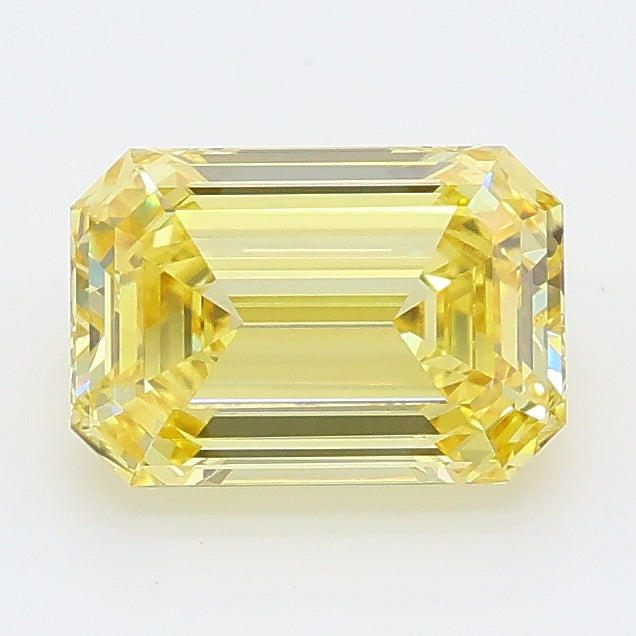 1.56 carat fancy intense yellow emerald lab grown diamond VS1 clarity