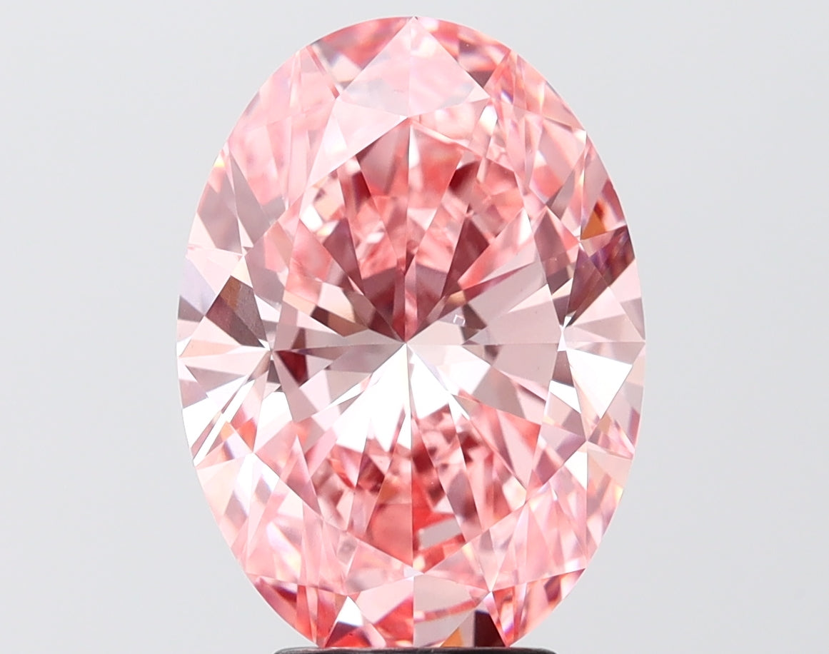 5.02 carat fancy vivid pink oval lab grown diamond VS1 clarity