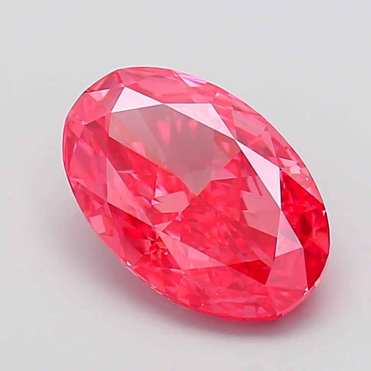 4.04 carat fancy vivid pink oval lab grown diamond VVS2 clarity