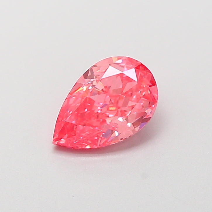 1.18 carat fancy vivid pink pear lab grown diamond VVS2 clarity