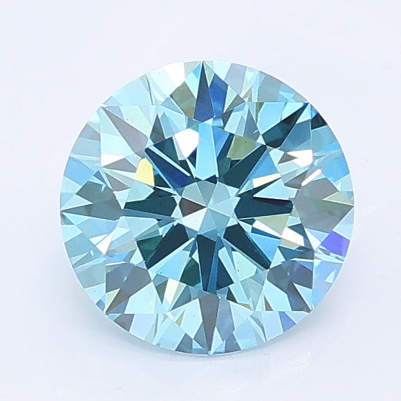 1.14 carat fancy vivid blue round lab grown diamond VS2 clarity