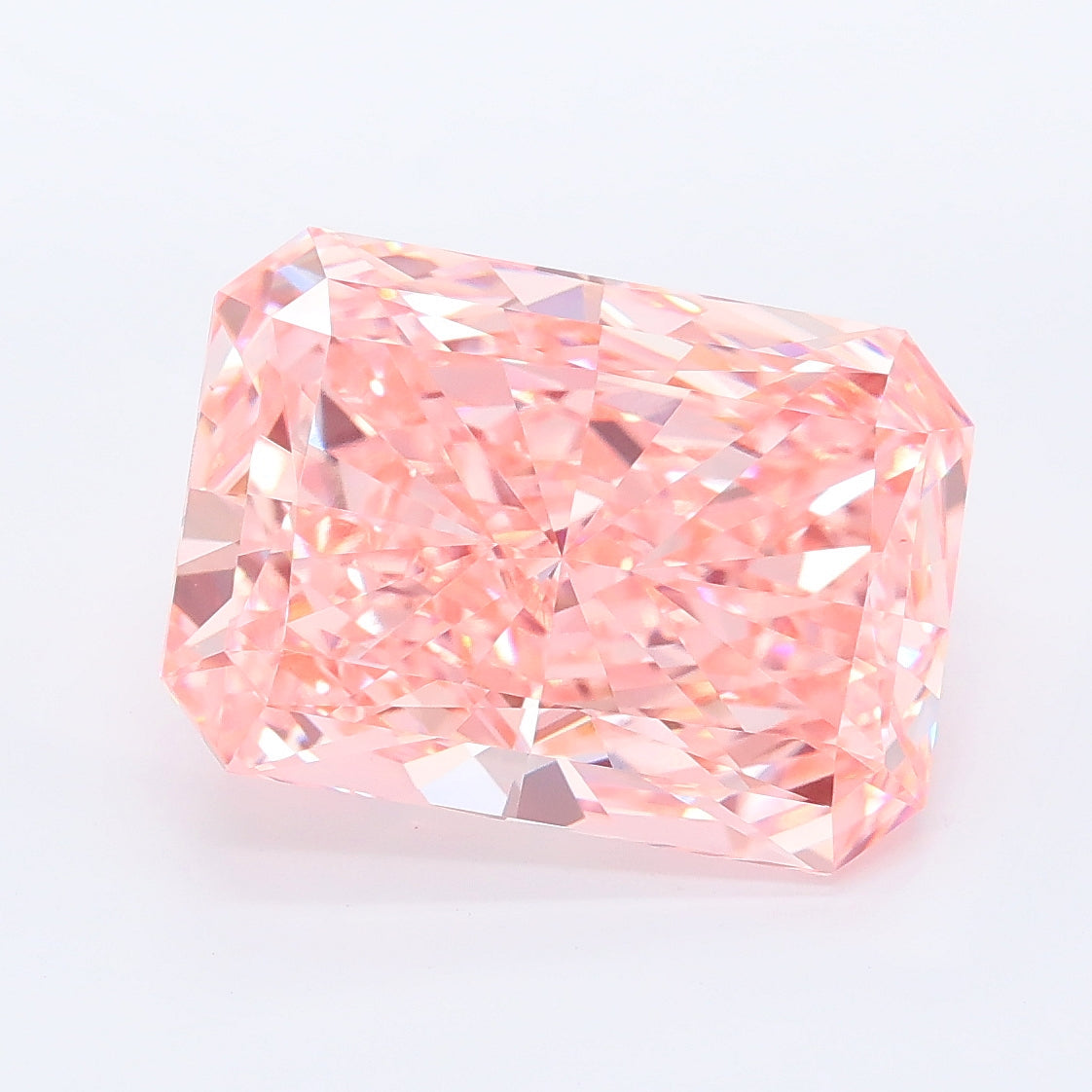 6.07 carat fancy vivid pink radiant lab grown diamond VVS2 clarity