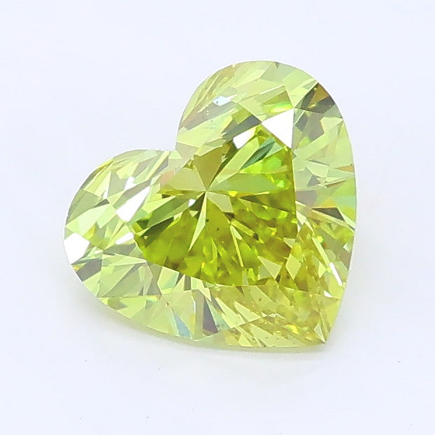 1.01 carat fancy intense greenish yellow heart lab grown diamond VS2 clarity