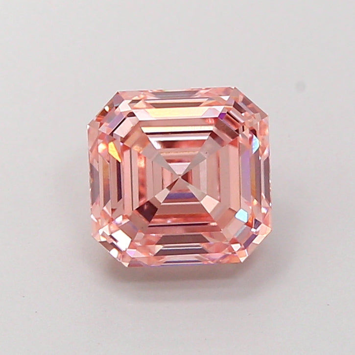 2.04 carat fancy intense pink asscher lab grown diamond VS1 clarity