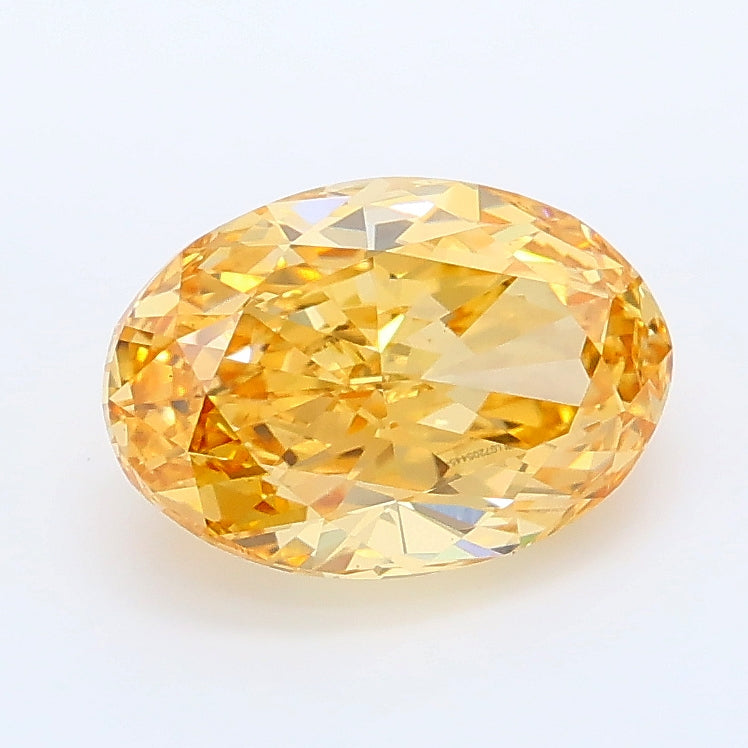 1.67 carat fancy intense brownish yellow oval lab grown diamond VS1 clarity