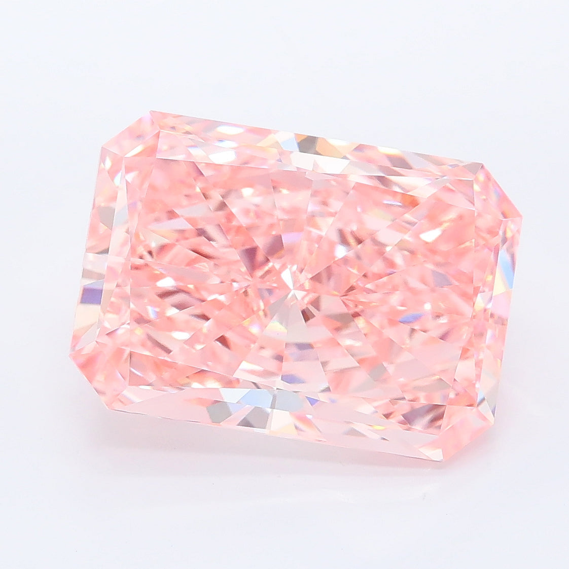 7.00 carat fancy vivid pink radiant lab grown diamond VS1 clarity