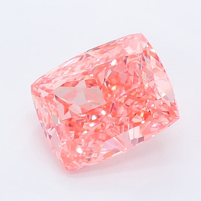 1.58 carat fancy vivid pink cushion lab grown diamond VS1 clarity