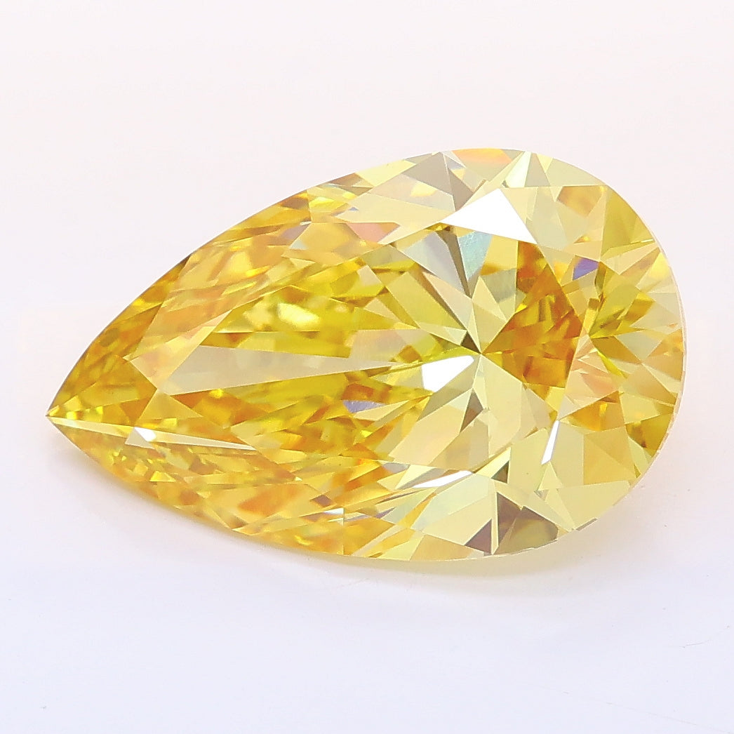 5.17 carat fancy intense yellow pear lab grown diamond VVS2 clarity