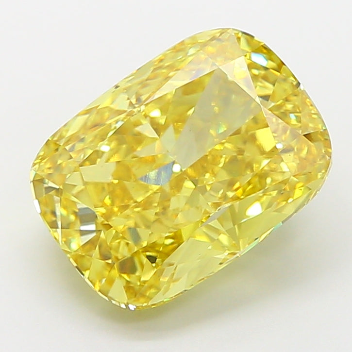 7.02 carat fancy vivid yellow cushion lab grown diamond VS2 clarity