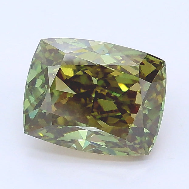 1.51 carat fancy vivid green cushion lab grown diamond SI1 clarity