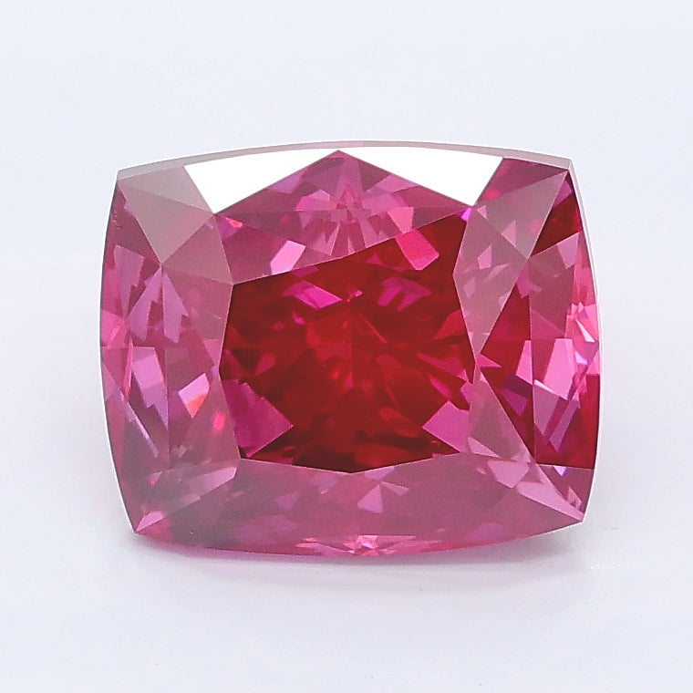 2.70 carat fancy vivid pink cushion lab grown diamond VVS2 clarity