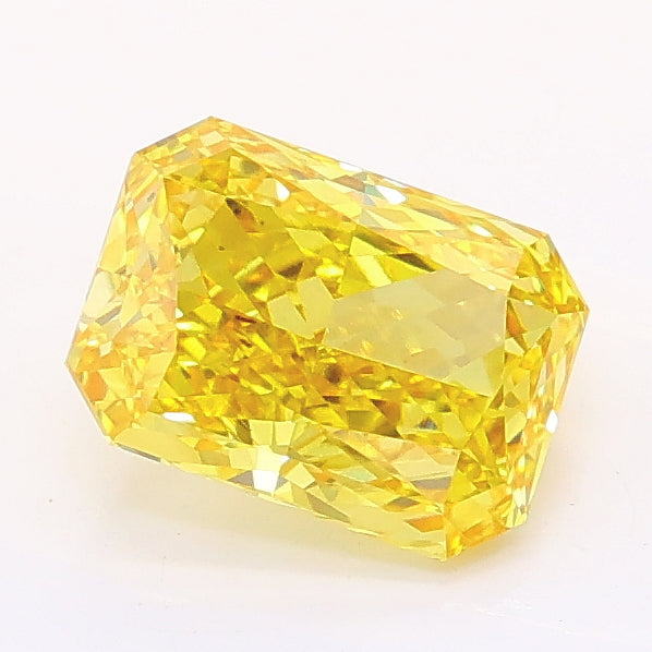 1.23 carat fancy vivid yellow radiant lab grown diamond VVS2 clarity