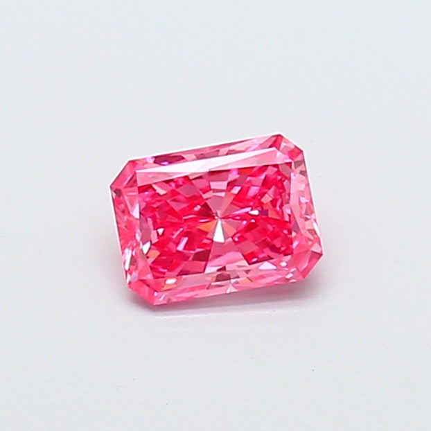 0.62 carat fancy vivid pink radiant lab grown diamond VVS2 clarity