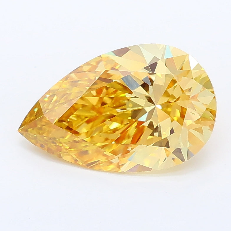 2.03 carat fancy intense yellow pear lab grown diamond VVS2 clarity