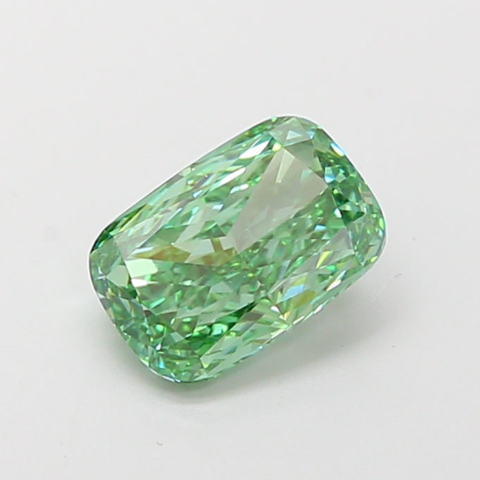 1.51 carat fancy vivid green cushion lab grown diamond VVS2 clarity