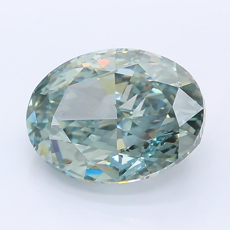 3.06 carat fancy grayish green oval lab grown diamond VS2 clarity