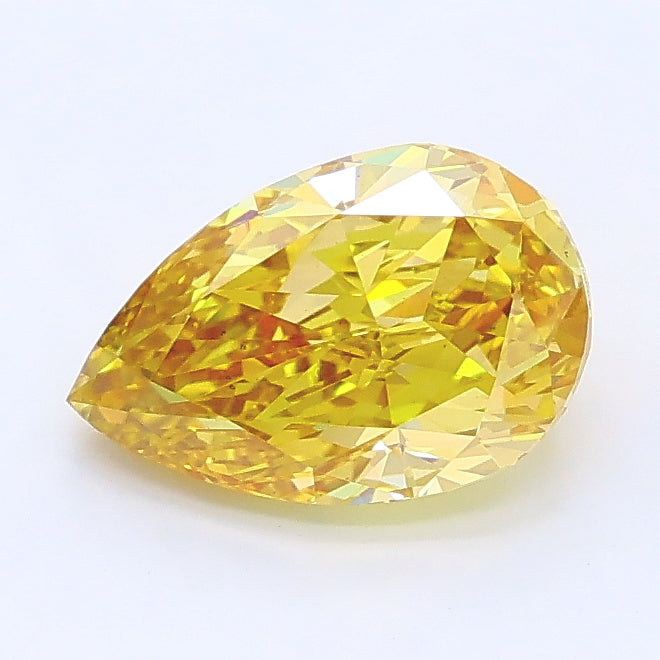 1.57 carat fancy vivid yellow pear lab grown diamond VS2 clarity
