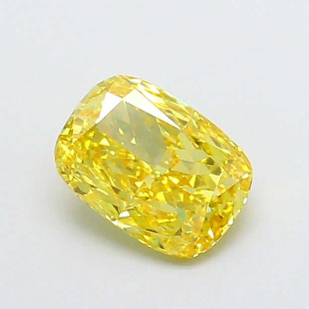 1.52 carat fancy vivid yellow cushion lab grown diamond VVS1 clarity