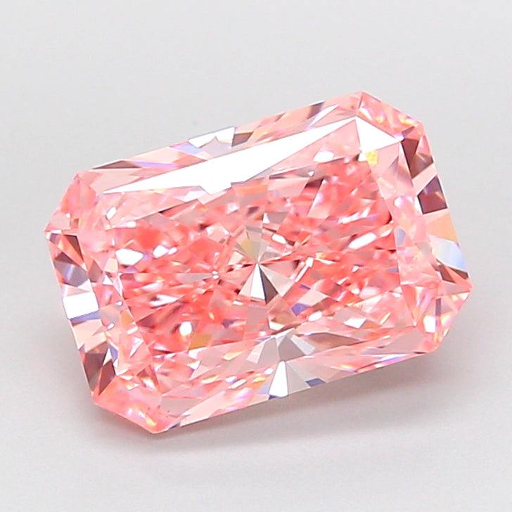 3.52 carat fancy vivid pink radiant lab grown diamond VS1 clarity