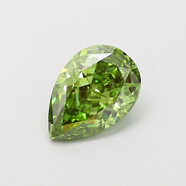1.07 carat fancy vivid green pear lab grown diamond VVS2 clarity