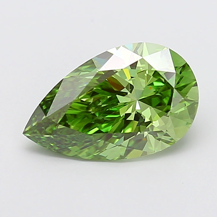 3.06 carat fancy vivid green pear lab grown diamond VS1 clarity
