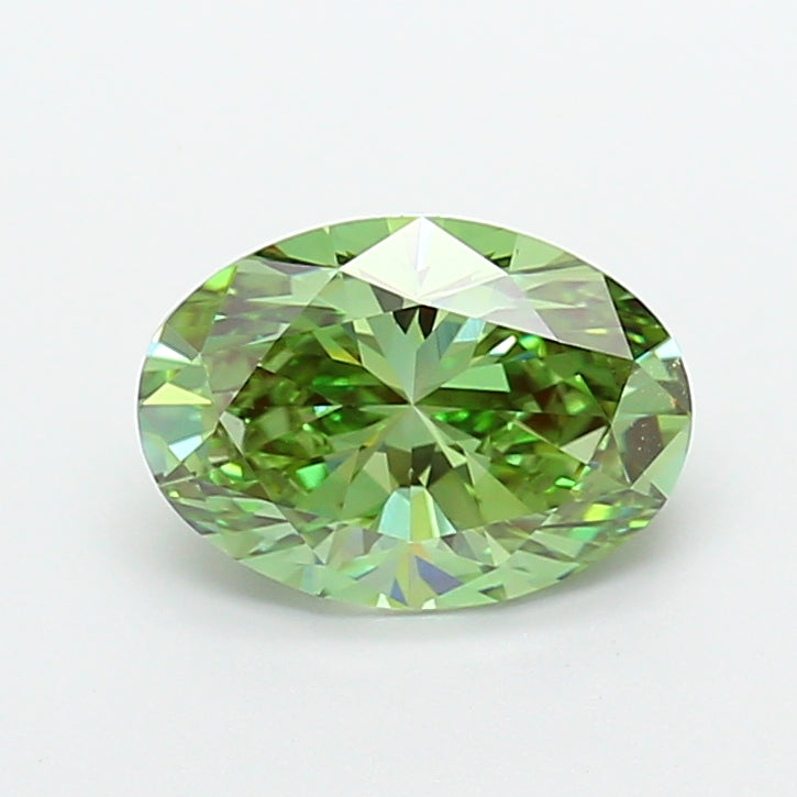 3.03 carat fancy vivid green oval lab grown diamond VVS2 clarity