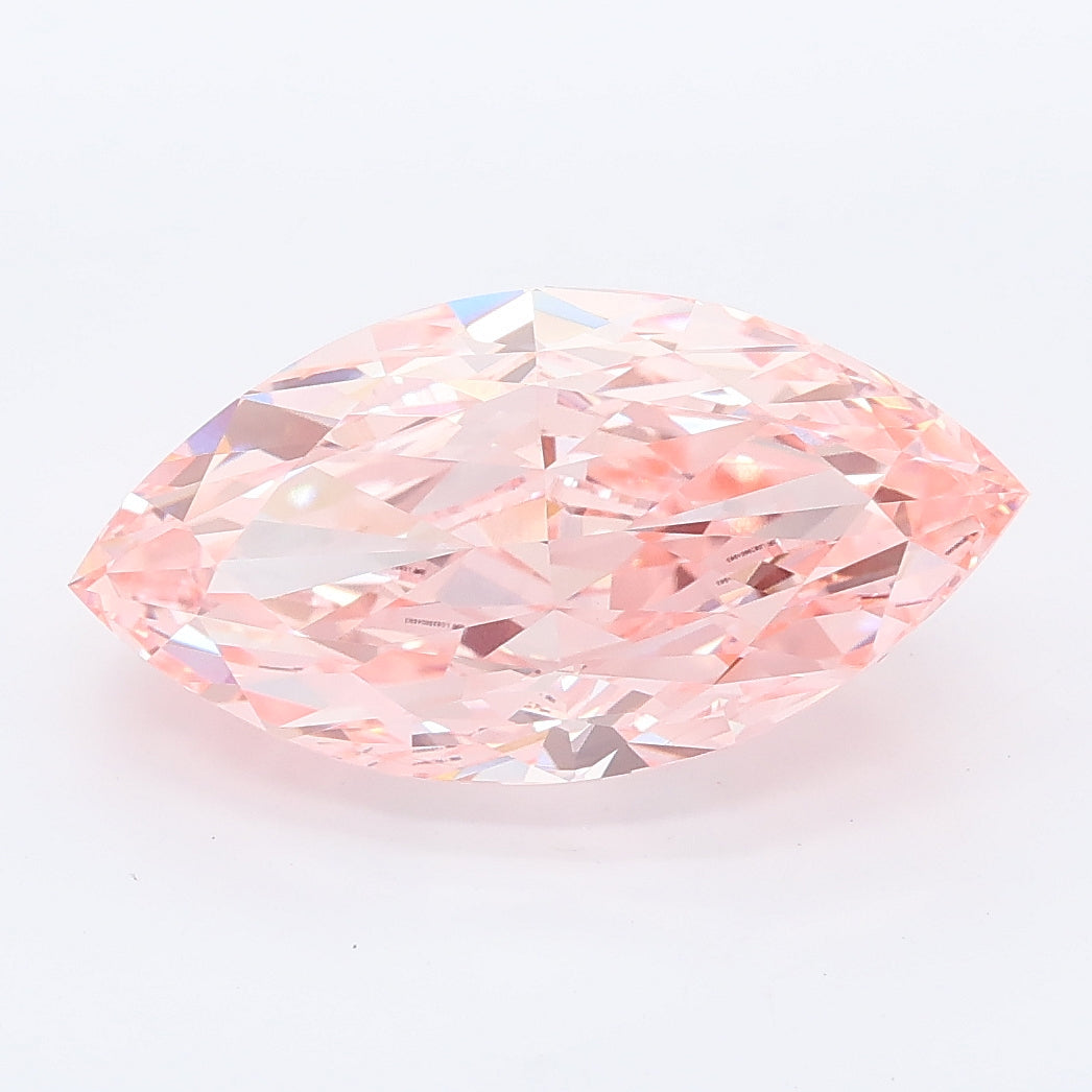 4.52 carat fancy vivid pink marquise lab grown diamond VVS2 clarity