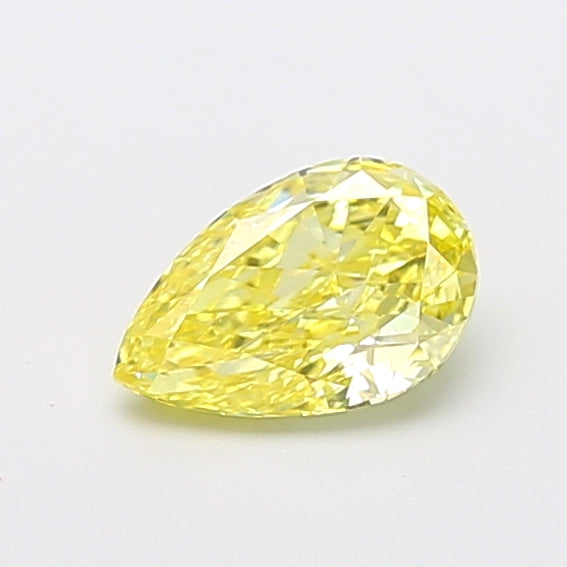 0.90 carat fancy vivid yellow pear lab grown diamond VVS2 clarity