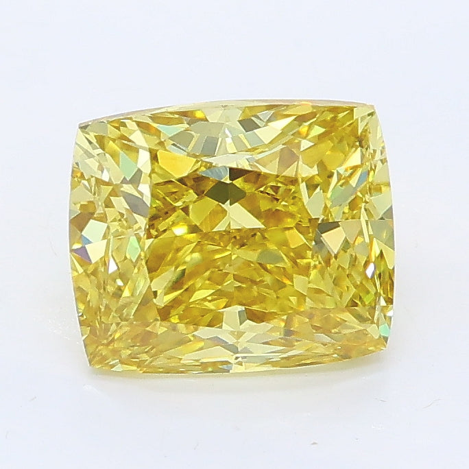 1.99 carat fancy intense yellow cushion lab grown diamond VS1 clarity
