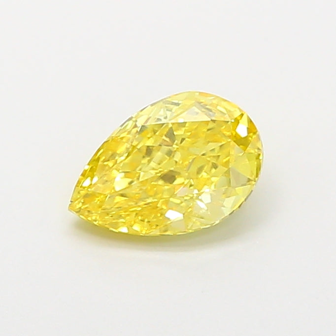 0.96 carat fancy vivid yellow pear lab grown diamond VVS2 clarity