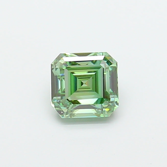 1.50 carat fancy vivid green asscher lab grown diamond VS1 clarity