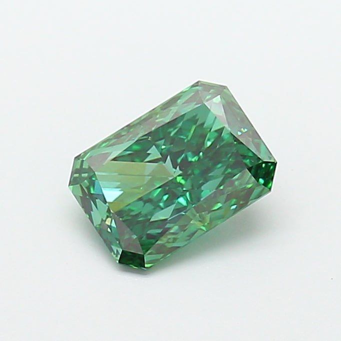 1.76 carat fancy vivid green radiant lab grown diamond VVS2 clarity