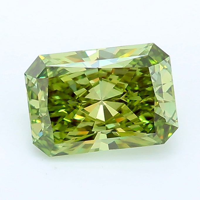 1.17 carat fancy vivid green radiant lab grown diamond VS1 clarity
