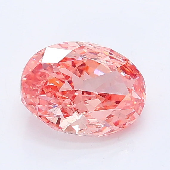 0.93 carat fancy vivid pink oval lab grown diamond VS1 clarity