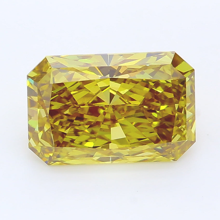 2.55 carat fancy vivid grayish yellow radiant lab grown diamond VS1 clarity