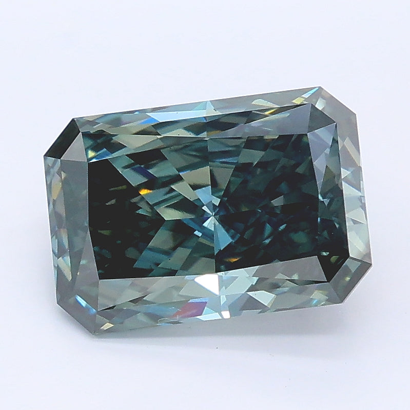 2.55 carat fancy deep grayish green radiant lab grown diamond VS1 clarity