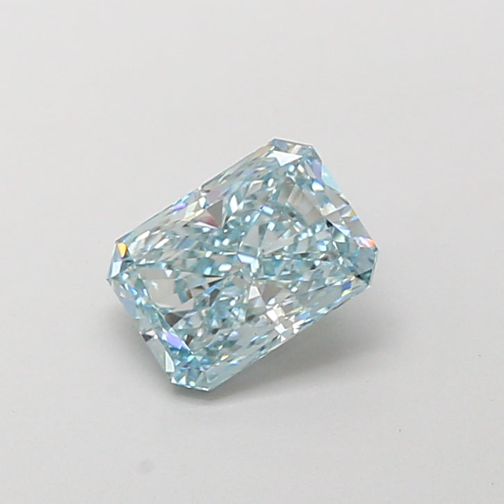 1.57 carat fancy intense bluish green radiant lab grown diamond VS1 clarity