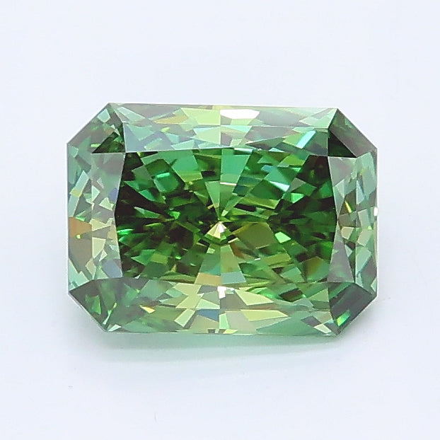 1.03 carat fancy vivid green radiant lab grown diamond VS1 clarity