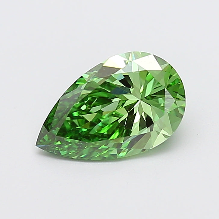 2.01 carat fancy vivid green pear lab grown diamond VVS2 clarity
