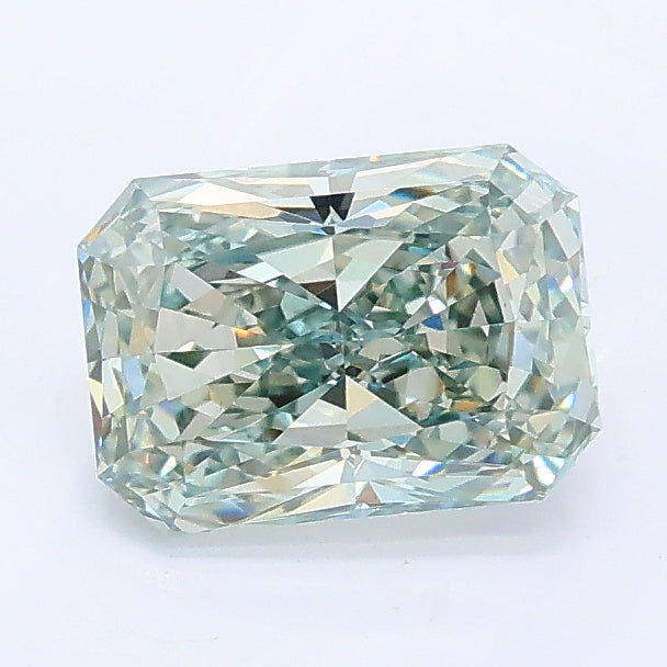 1.28 carat fancy blue green radiant lab grown diamond VS1 clarity