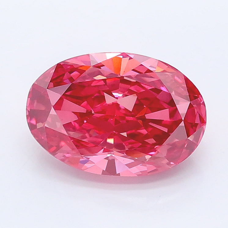 2.05 carat fancy vivid pink oval lab grown diamond VS1 clarity
