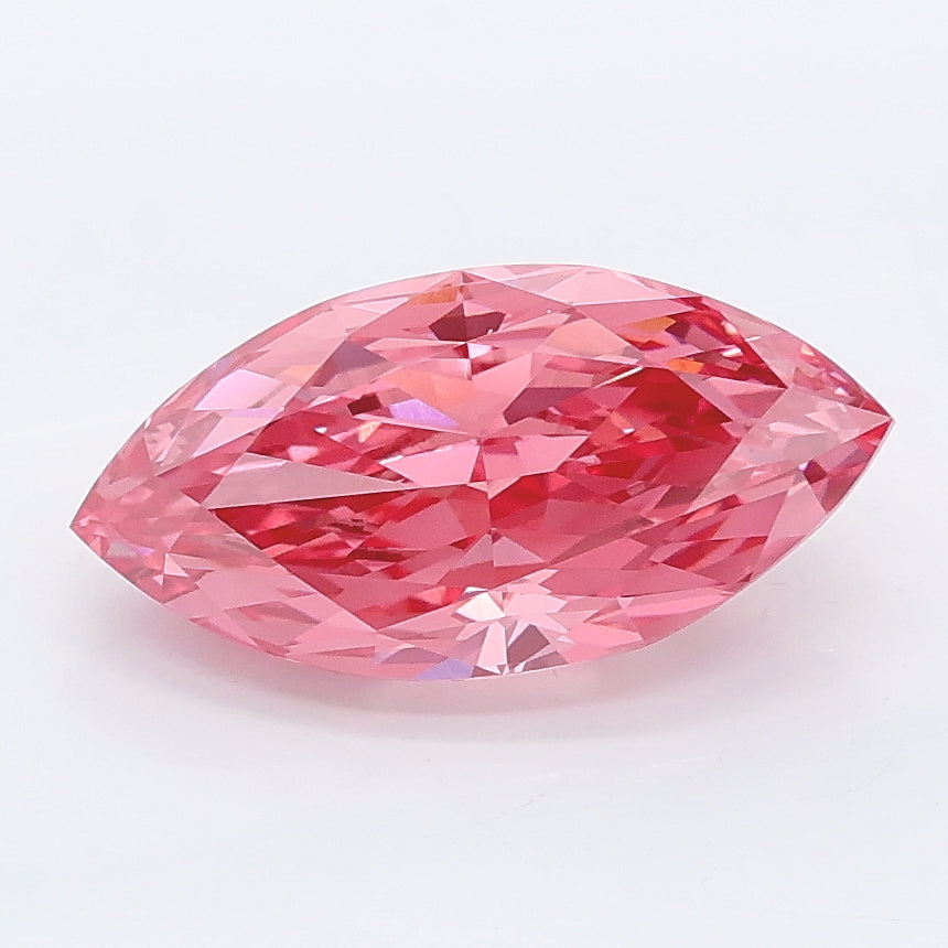 2.15 carat fancy vivid pink marquise lab grown diamond VVS2 clarity
